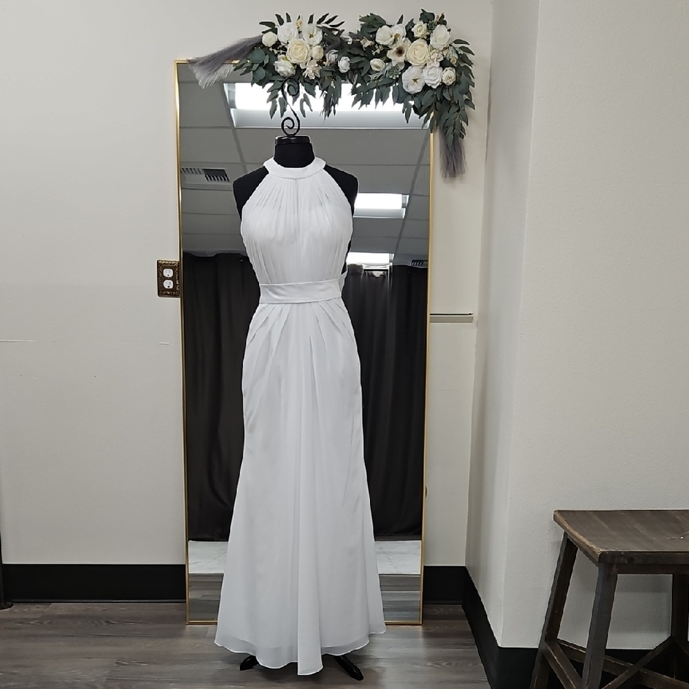 White Halter Simple Wedding Dress